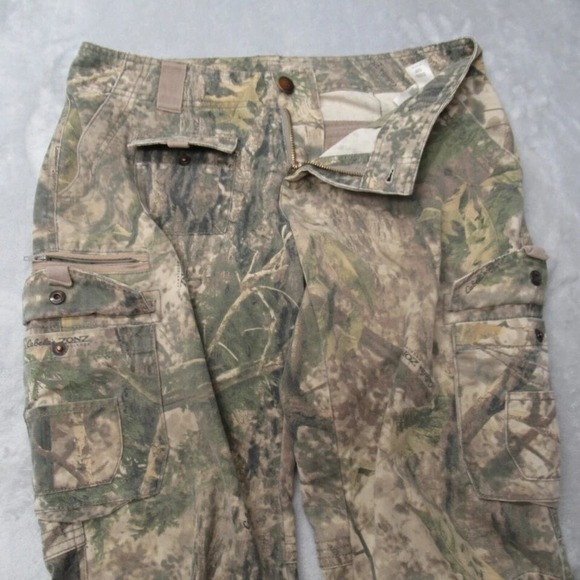 Cabelas Camo Pants Womens 6 Belted Cargo‎ Duck Hunting Woodland Bootcut 32x30 - Picture 2 of 15
